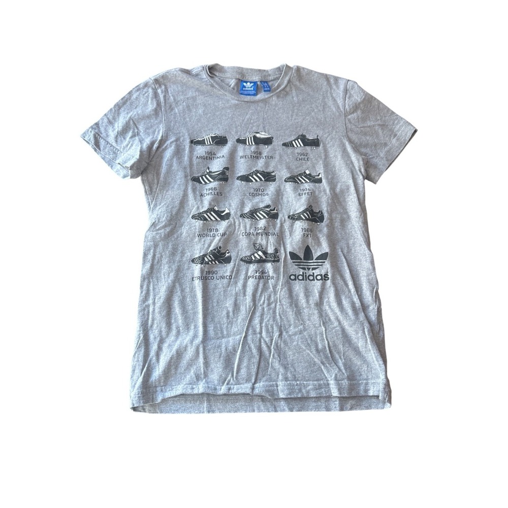 Adidas Mens Soccer History Graphic T-Shirt XS Gray Cotton